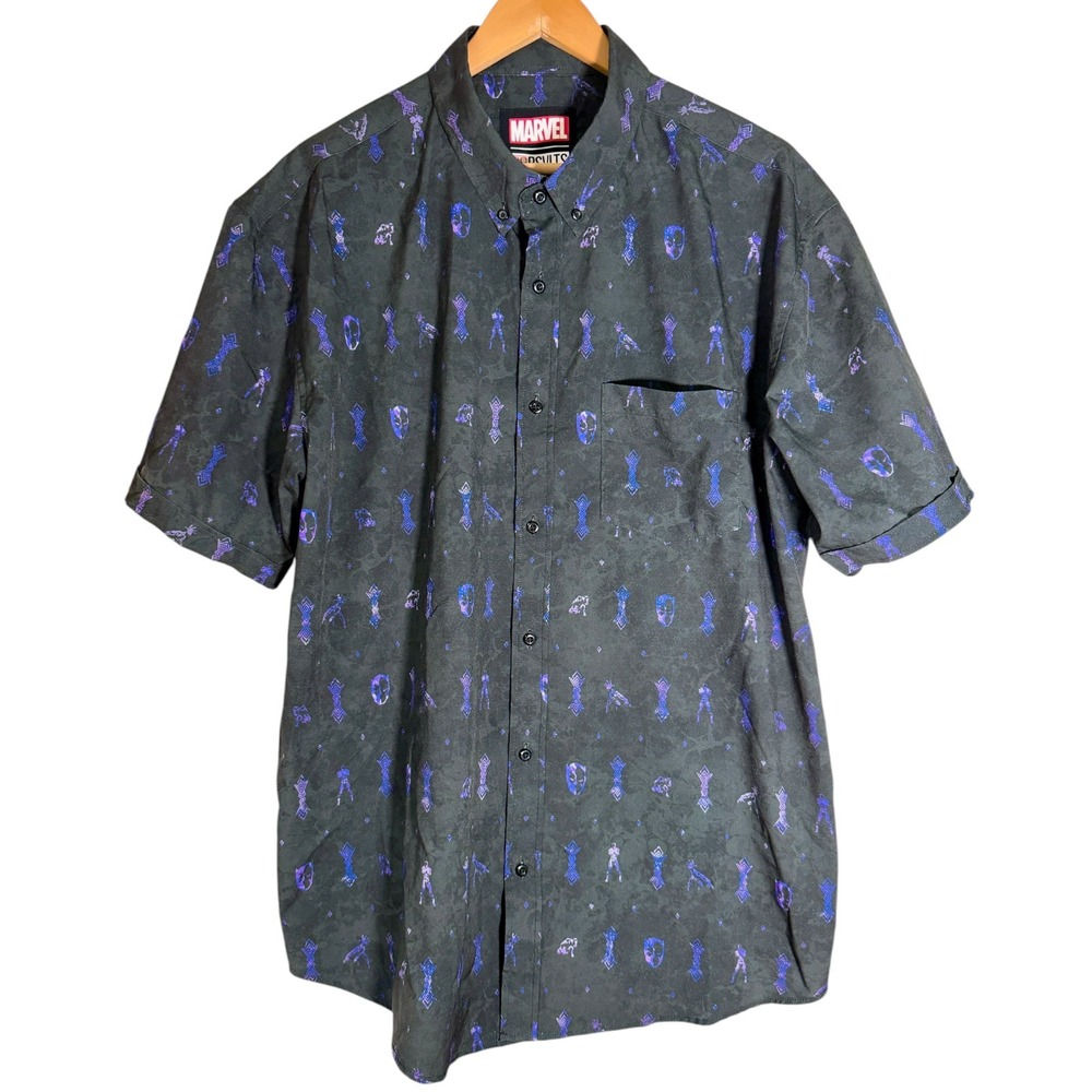 RSVLTS x Marvel Black Panther Vibranium Chief Kunuflex Button Shirt Black XXL